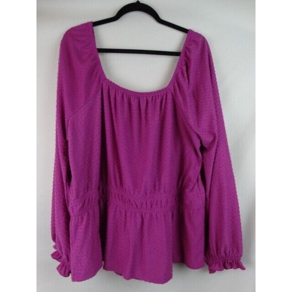 Lane Bryant Women's Top Plus Size 22/24 3X Purple Long Sleeve Peplum Shirt - Picture 9 of 12